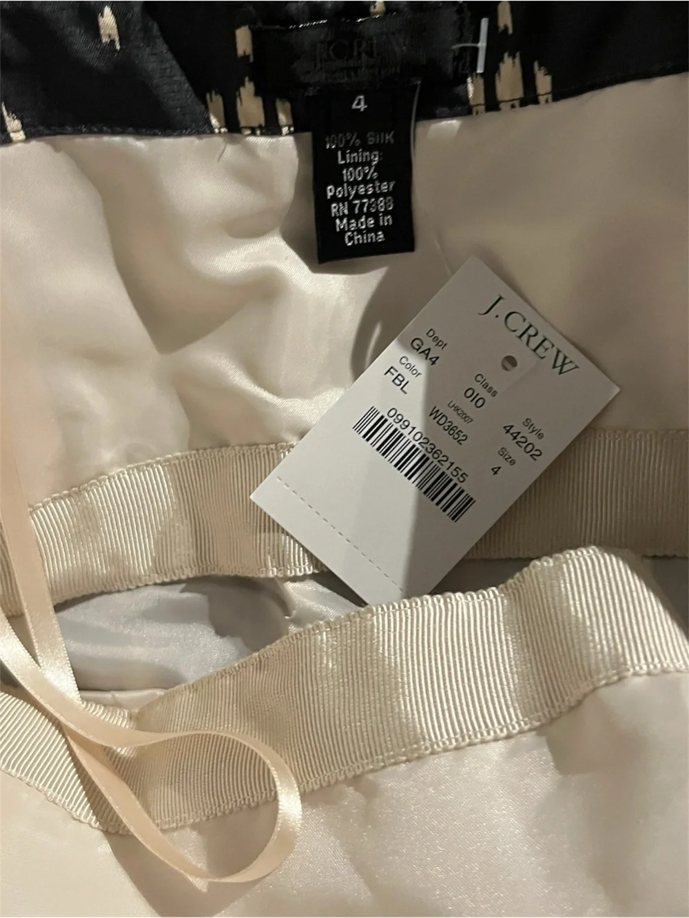 J. Crew Black and Cream Strapless Printed Romper
